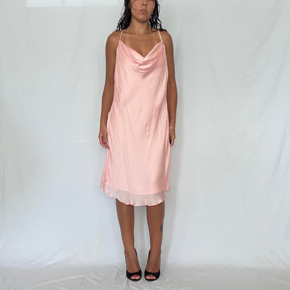 BCBGeneration Blush Pink Satin Slip Dress Cowl Neck Cocktail NWT
